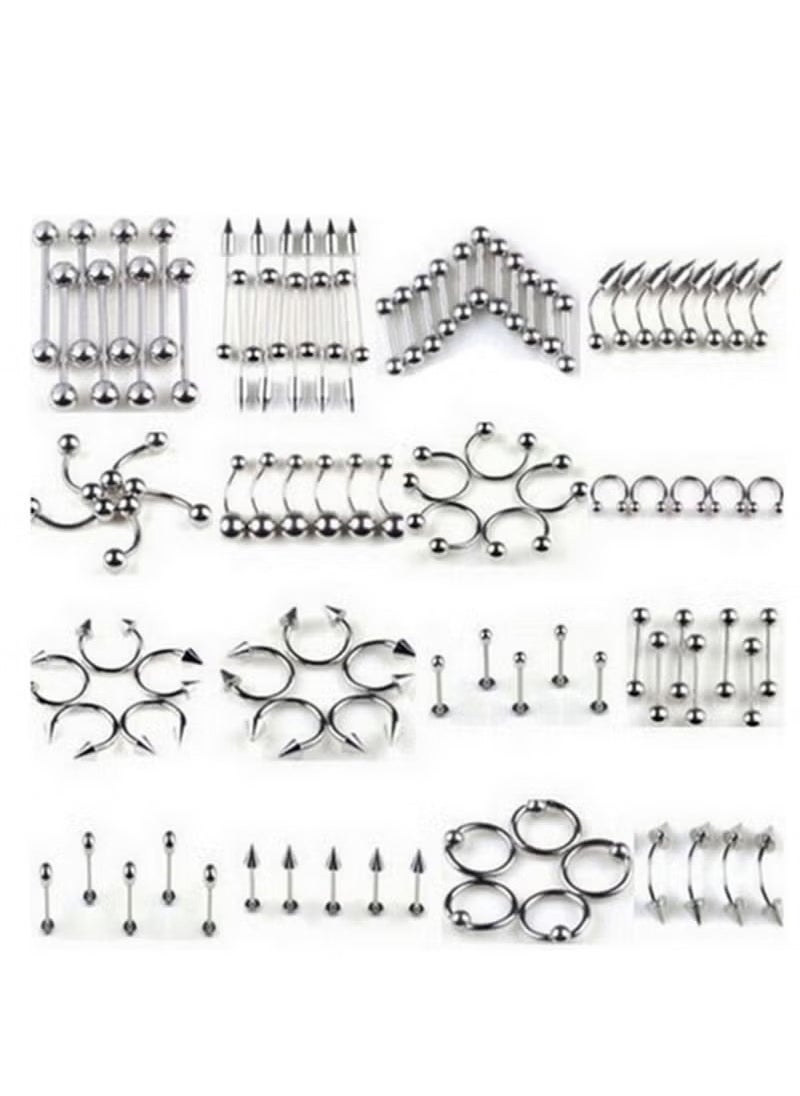 Realfrog 85pcs Body Jewelry Piercing Lot Stainless Steel Nose Horseshoe Lip Tongue Eyebrow Tragus Body Piercing Navel Belly Ring Barbells  - Image 2
