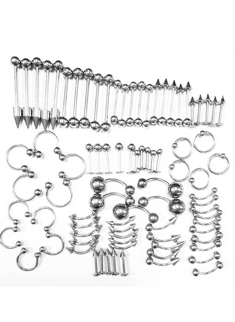 Realfrog 85pcs Body Jewelry Piercing Lot Stainless Steel Nose Horseshoe Lip Tongue Eyebrow Tragus Body Piercing Navel Belly Ring Barbells  - Image 5