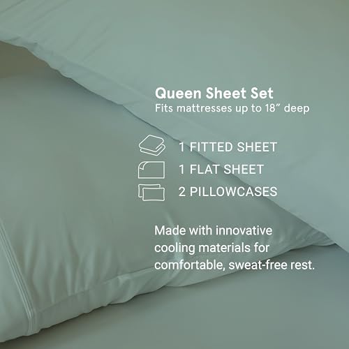 SHEEX - Original Performance Sheets Set (Queen) Ecru - Cooling Sheets - Moisture Wicking - 1 Flat Cooling Sheet, 1 Fitted Cooling Sheet, 2 Pillow Covers - Wrinkle Free - Sleep Aid - Image 5