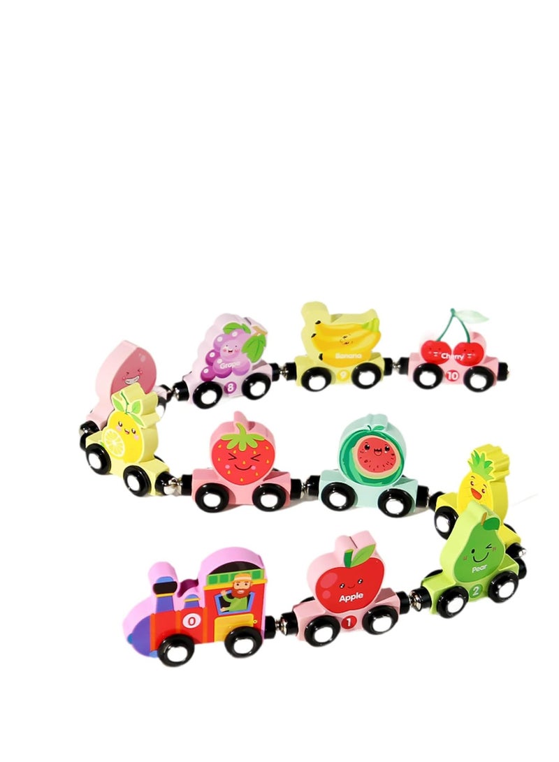 Factory Price مجموعة قطار الفواكه الخشبي المغناطيسي بسعر المصنع - Image 1