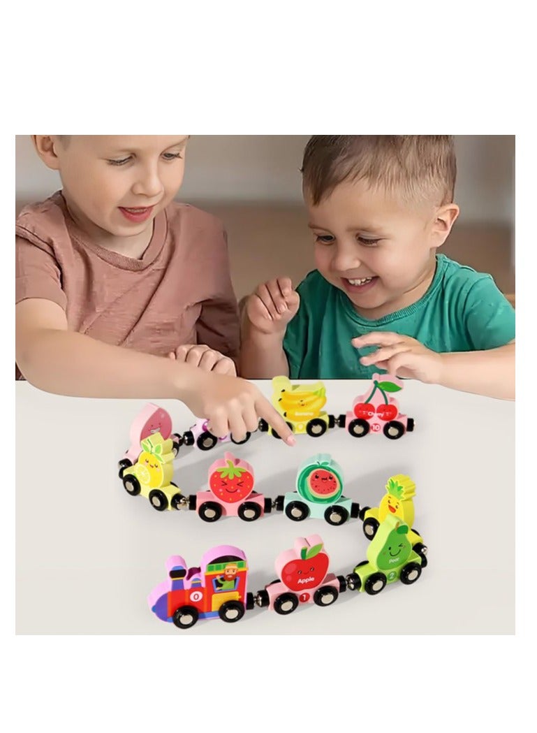 Factory Price مجموعة قطار الفواكه الخشبي المغناطيسي بسعر المصنع - Image 3