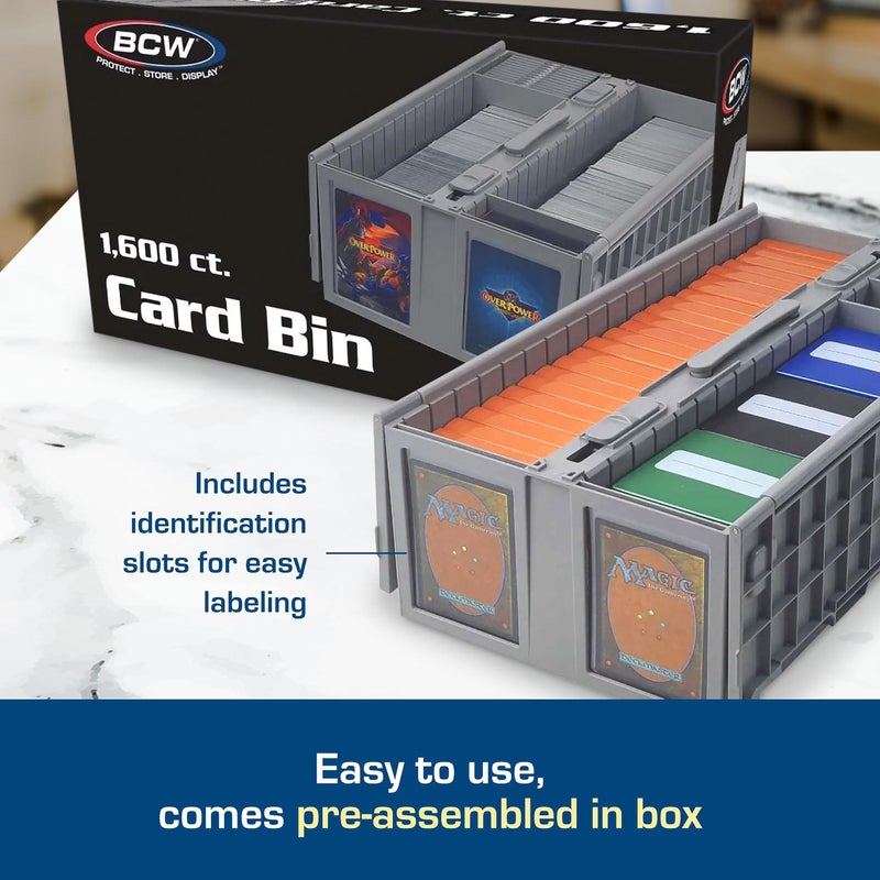 BCW Collectible Card Bin - Holds up to 1600 Cards - Single Gray | Large Card Storage Box for Loose Trading Cards | Pokemon, MTG, and Sports Card Storage Boxes | Plastic Sorting Card Box - Image 4