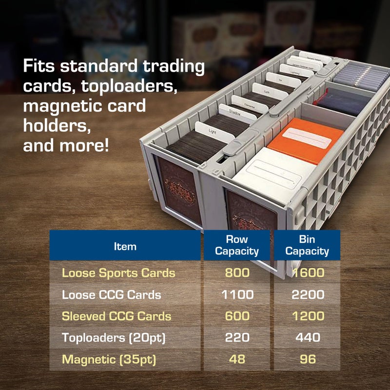 BCW Collectible Card Bin - Holds up to 1600 Cards - Single Gray | Large Card Storage Box for Loose Trading Cards | Pokemon, MTG, and Sports Card Storage Boxes | Plastic Sorting Card Box - Image 5