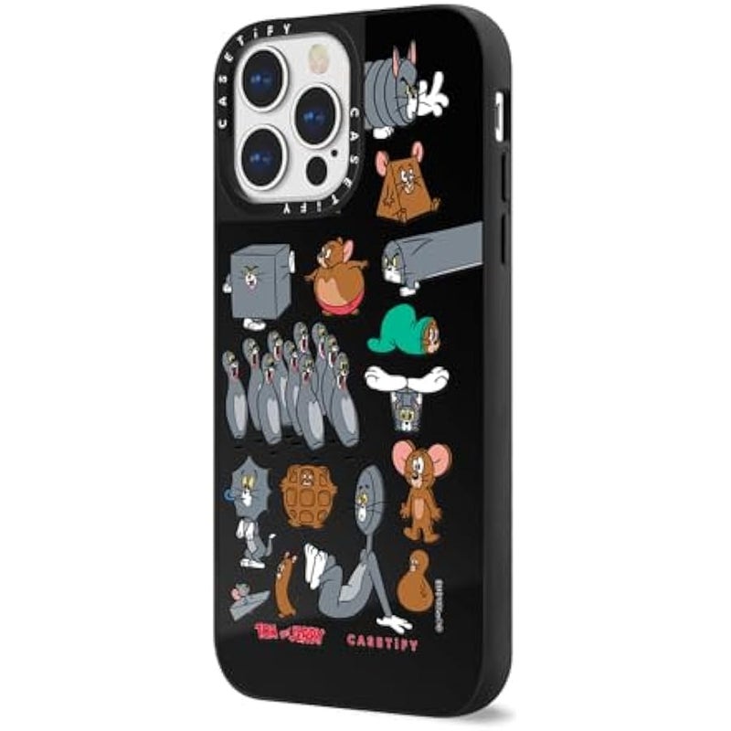 كاستيفي CASETiFY Mirror Case for iPhone 13 Pro 【Tom and Jerry Colab/Reflective / 4.9ft Drop Protection/Compatible with Magsafe】 - Pattern Sticker - Black on Black - Image 5