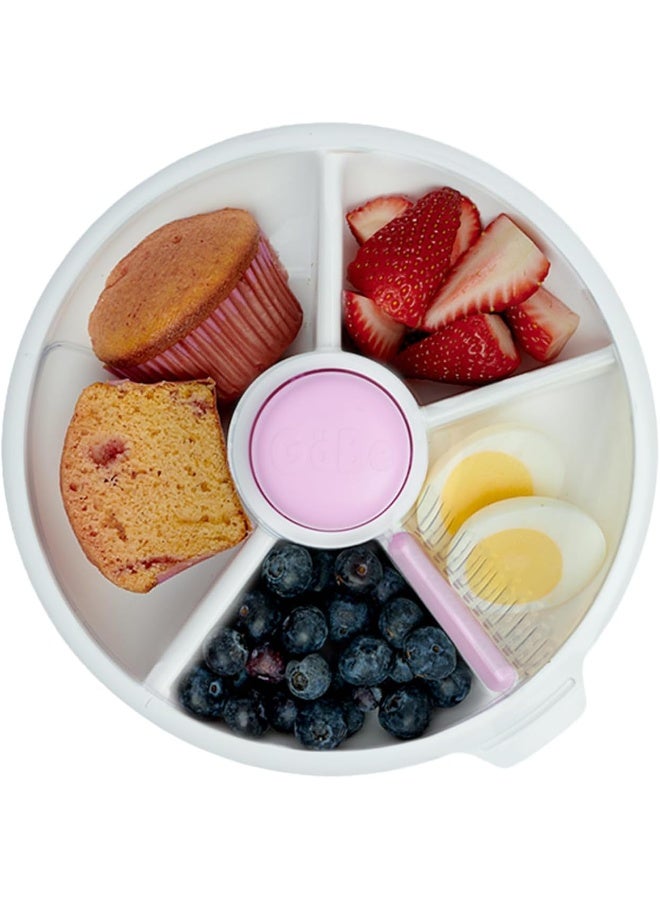 Gobe Large Snack Spinner Bundle with Hand Strap and Sticker Sheet - Reusable Container 4 Compartt Dispenser & Sliding Door | BPA PVC Free Dishwasher Safe No Spill, Leakproof, Taro Purple - Image 1