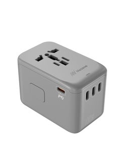 Mezone 100W Universal Adapter, Worldwide Travel Plug Adaptor with 1 USB A and 4 USB C Ports, International Travel Adapter for EU, UK, USA, AU, Power Socket for Multi Countries, Grey  - Image 1
