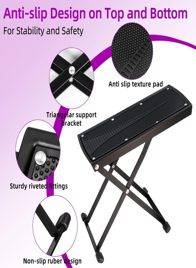 neotidy Pedicure Foot Rest, 6 Heights Adjustable Foot Stool, Metal Foldable Non-Slip Stand for Home and Salon Use Pedicure Station, Ideal Pedi Stool for Nail Tech or Guitar Foot Stool Black - Image 3