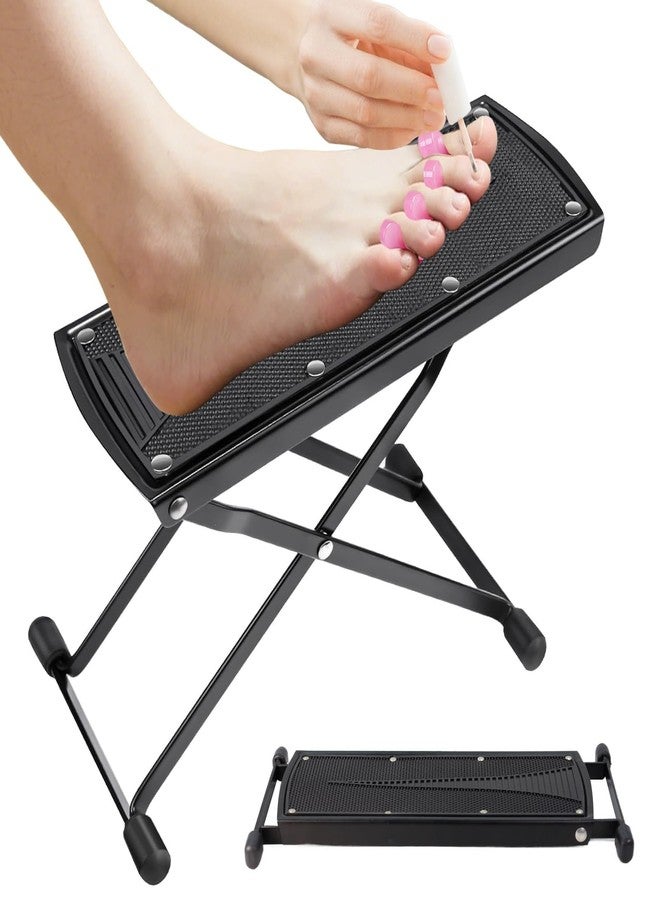 neotidy Pedicure Foot Rest, 6 Heights Adjustable Foot Stool, Metal Foldable Non-Slip Stand for Home and Salon Use Pedicure Station, Ideal Pedi Stool for Nail Tech or Guitar Foot Stool Black - Image 1