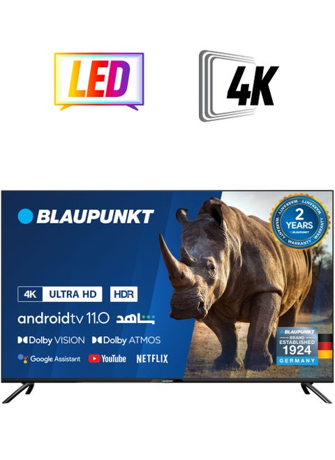 Blaupunkt 50UBC6000D 50inch 4K-UHD Android Smart TV, German Technology, Android TV 11, Dolby Vision, Dolby Atmos, MEMC, 16GB Memory, Netflix, YouTube, Shahid, Wi-Fi, Bluetooth 5.0