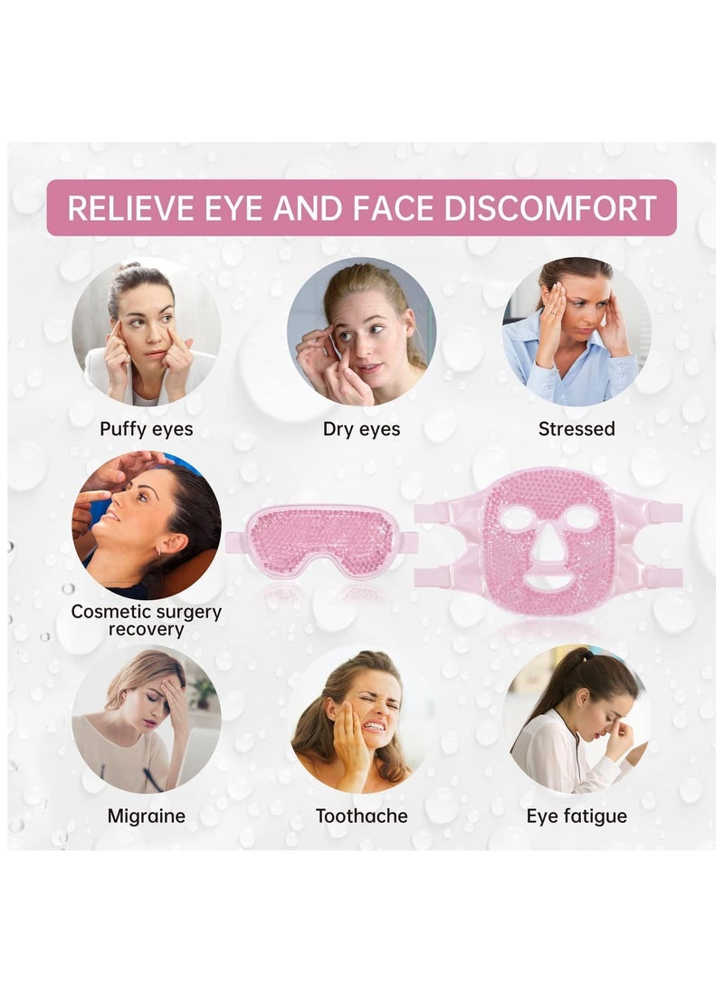 Folanry Gel Beads Face Eye Mask Kit,Hot Cold Compress Pack,Ice Pack,Reduce Face Puff,Dark Circles (Face and Eye Mask)  - Image 2