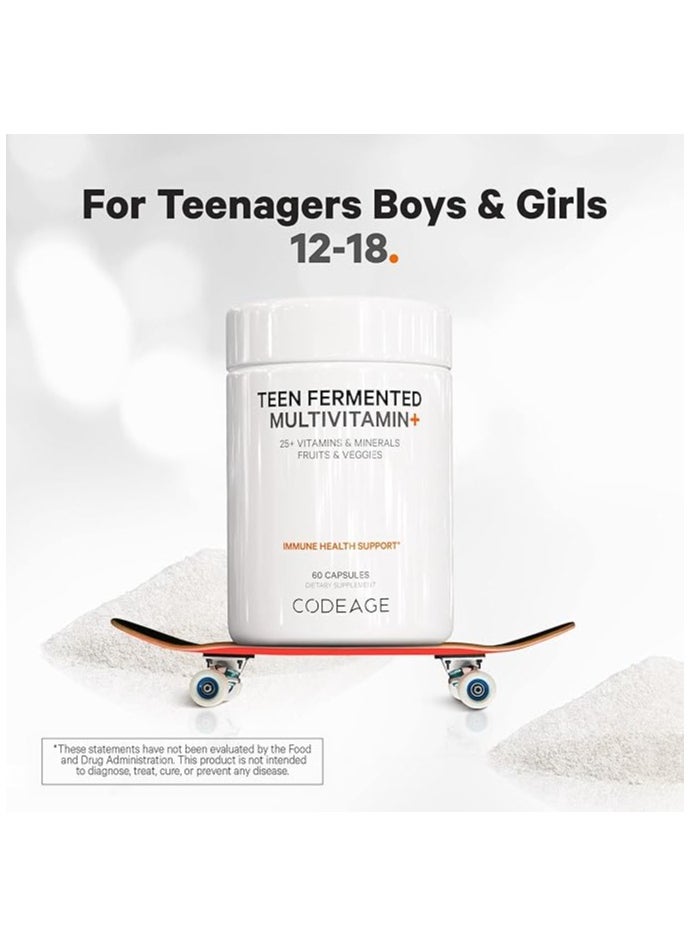 Codeage - Teen Fermented Multivitamin +, 25 + Vitamins Minerals 60 Capsules - Image 1