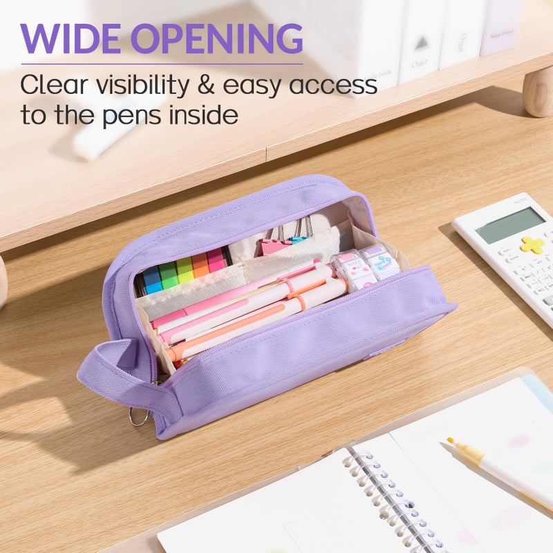 Sooez Wide Opening Pencil Case, Large Capacity Pencil Pouch Organizer Aesthetic Pencil Bag for School Supplies Stationery, Marker Pouch Makeup Bag Organizer - Image 3