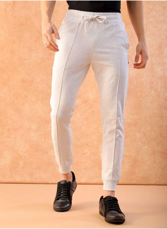 The Indian Garage Co Men Slim Fit Solid Mid-Rise Stretchable Knitted Jogger Trousers