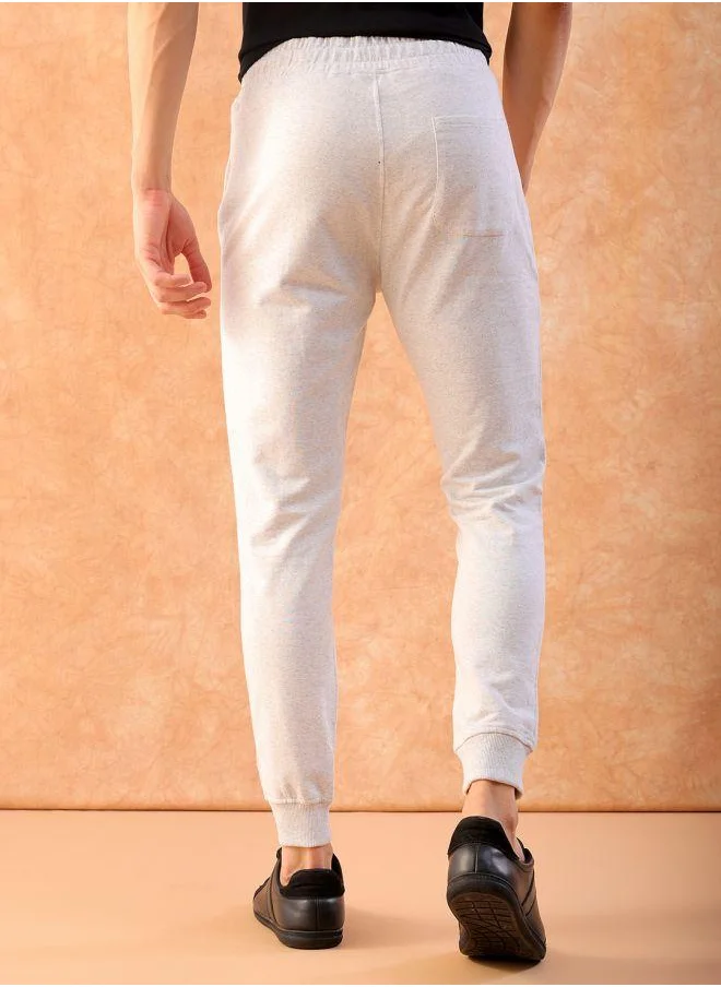 The Indian Garage Co Men Slim Fit Solid Mid-Rise Stretchable Knitted Jogger Trousers
