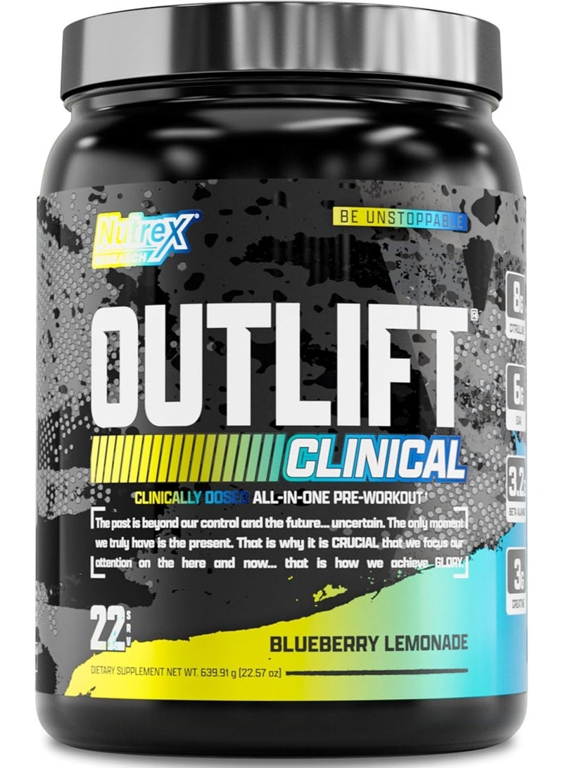 Nutrex Research Outlift Clinical Pre-Workout Powder With L-Citrulline, Creatine, Essential Amino Acids and Natural Caffeine, Blueberry Lemonade, 22 Servings - Image 1