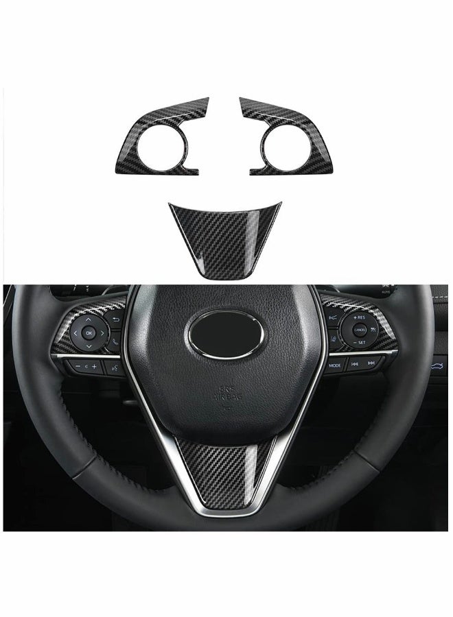 Generic Auto ABS Steering Wheel Cover Trim Frame Sticker Sport Style - Carbon Fiber Grain, for Toyota Camry 2022 2021 2020 2019 2018, for Avalon Accessories (3pcs)  - Image 1