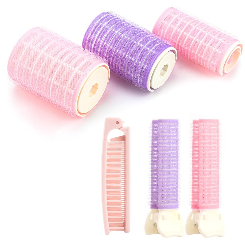WALLFID Hair Roller Set 6 Pcs for Medium Long Hair, Includes 3 Curling Irons, 2 Volumizing Root Clips, 1 Comb (Volumizing Bangs Curler Set for Women) - Image 1