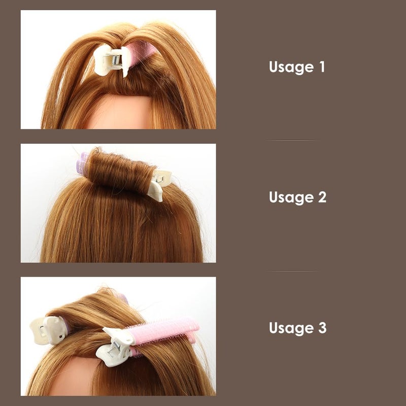 WALLFID Hair Roller Set 6 Pcs for Medium Long Hair, Includes 3 Curling Irons, 2 Volumizing Root Clips, 1 Comb (Volumizing Bangs Curler Set for Women) - Image 5