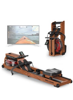 Sky Land Water Rowing Machine for Home Use| Wooden Water Rowing Machine with 14L Water Capacity, 130kg Weight Capacity with Bluetooth Function, FS App, iPad Holder  - Image 1