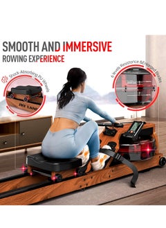 Sky Land Water Rowing Machine for Home Use| Wooden Water Rowing Machine with 14L Water Capacity, 130kg Weight Capacity with Bluetooth Function, FS App, iPad Holder  - Image 2