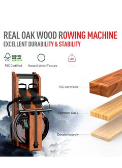 Sky Land Water Rowing Machine for Home Use| Wooden Water Rowing Machine with 14L Water Capacity, 130kg Weight Capacity with Bluetooth Function, FS App, iPad Holder  - Image 4