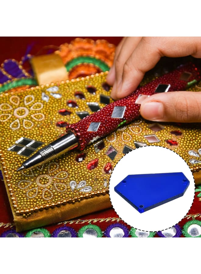 50pcs Sew on Acrylic Irregular Mirror Piece DIY Mirrored Rhinestones Mirror Beads for Evening Dresses Cloth Garment Dark Blue 25x20mm  - Image 4