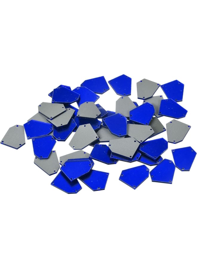 50pcs Sew on Acrylic Irregular Mirror Piece DIY Mirrored Rhinestones Mirror Beads for Evening Dresses Cloth Garment Dark Blue 25x20mm  - Image 1