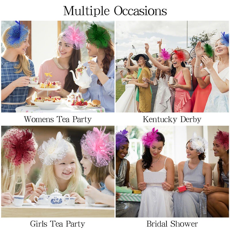 Uintoon Fascinators Hats for Women Tea Party Vintage Hat Fascinator Headband Flower Hat Fascinator Hats Feather Headband Tea Party Accessories for Women Girls Khaki - Image 4