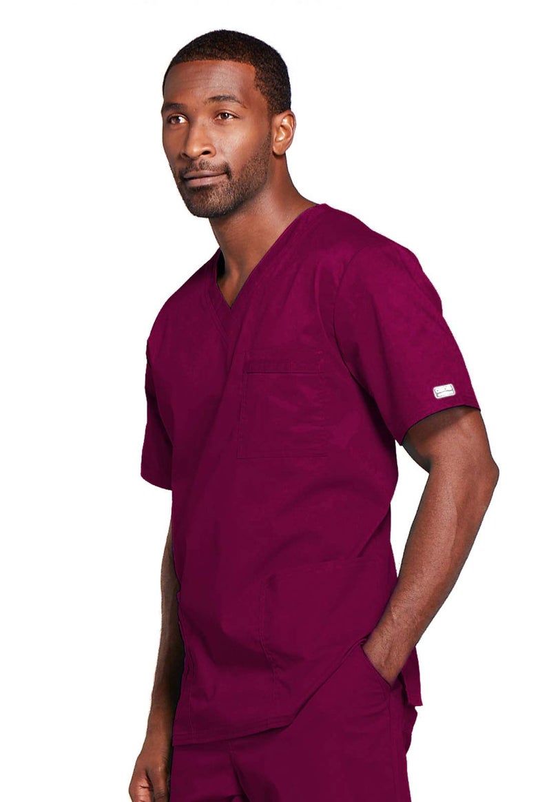 Cherokee Big and Tall Premium Core Stretch Unisex V-Neck Scrubs Shirt, Wine, XX-Large - Image 4