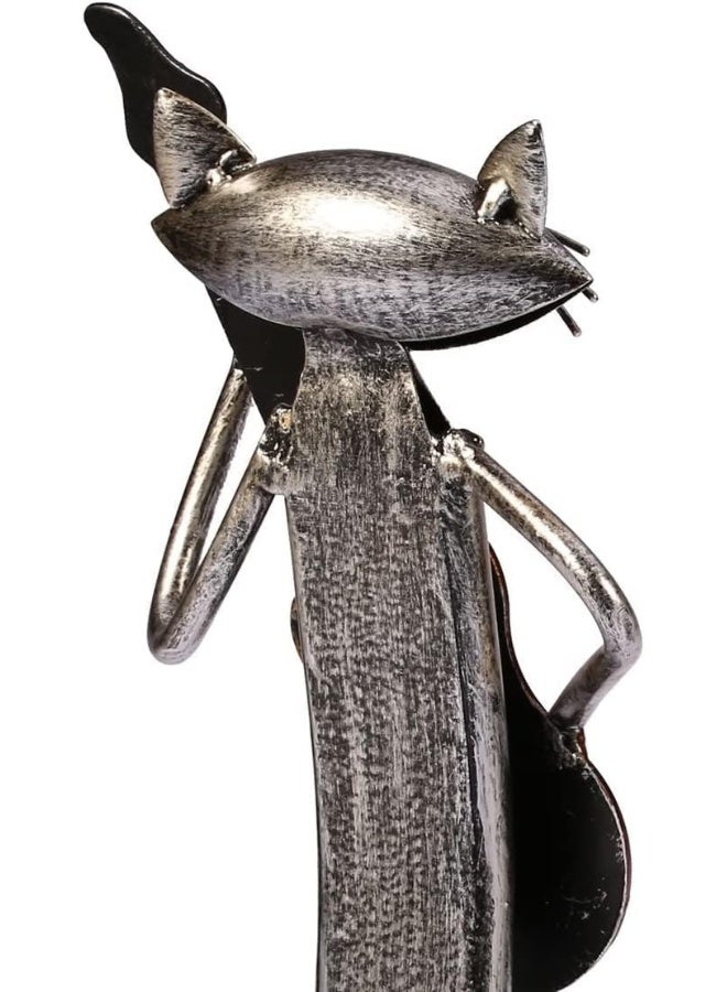 TOOARTS Too-arts A Playing Guitar Cat Metal Sculpture Iron Statue Handwork Handicrafts, 3 Funny Design - Image 2