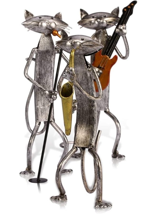 TOOARTS Too-arts A Playing Guitar Cat Metal Sculpture Iron Statue Handwork Handicrafts, 3 Funny Design - Image 3