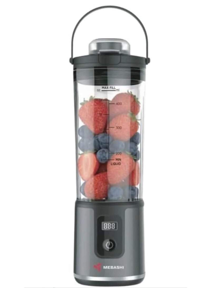 MEBASHI Portable Blender 450ml Rechargeable Personal Smoothie Maker, 100W USB Type-C Blender with Titanium Blades, Powerful 540 Motor, Travel Juicer Cup for Shakes, Protein Drinks & Fruits (Black)