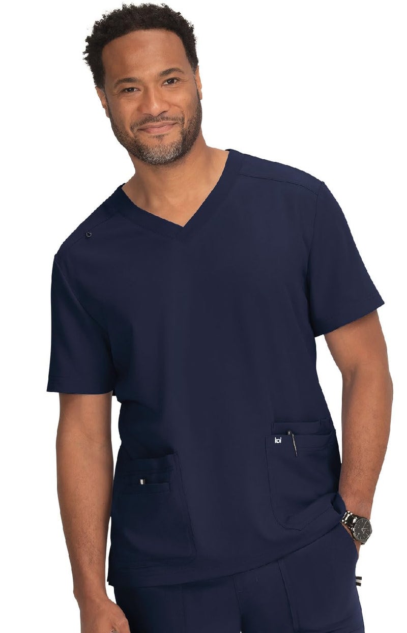 KOI Next Gen Free to Be Mens 4Pocket Scrub Top Navy Medium
