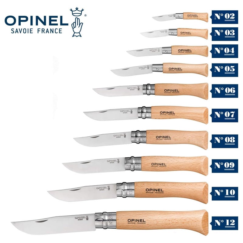 Opinel سكين أوبينيل رقم 9 من الفولاذ المقاوم للصدأ - مقبض من خشب الزان - Image 2