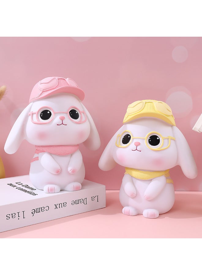 Creative Cute Large Rabbit Piggy Bank Enamel Storage Canister Girls Children's Day Gift Saving Jar Kawaii Bunny Money Pot-Color:1542 Backpack Rabbit-Pink - Image 2