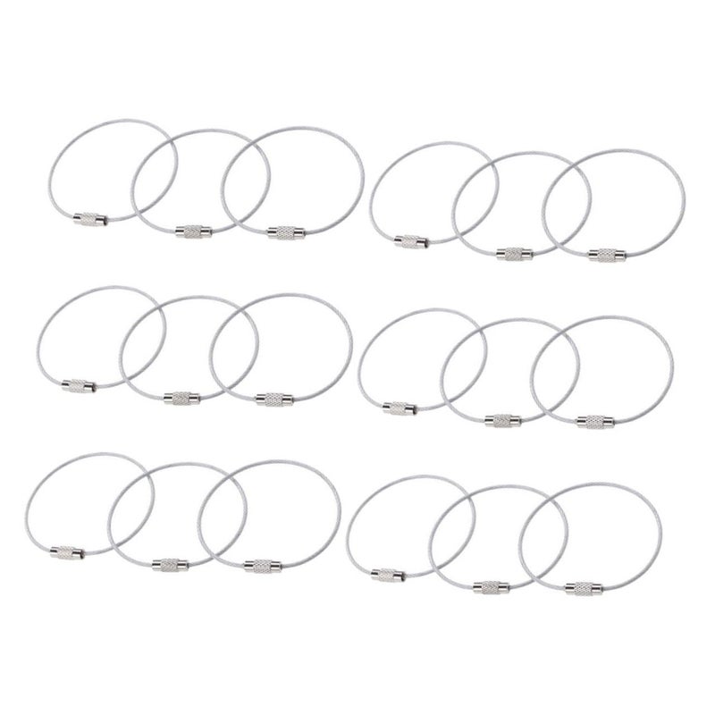 25 Pieces Heavy Duty Stainless Steel Wire Keychains Cable Loops for Luggage Tags & Keys - Silver