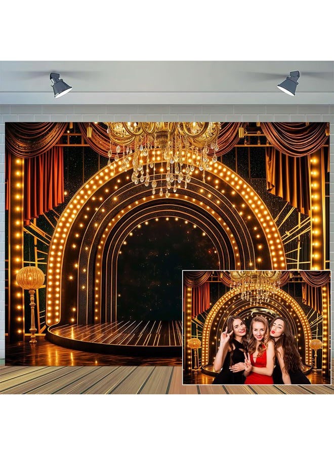 Uokiuki 7x5ft Backdrop Photography,1920s Retro Black and Gold Photo Background Roaring Roaring 20s Party Birthday Wedding Party Decor Banner Photo Booth Props - Image 2