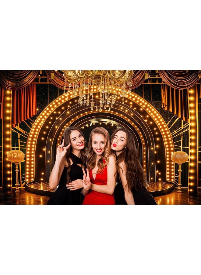 Uokiuki 7x5ft Backdrop Photography,1920s Retro Black and Gold Photo Background Roaring Roaring 20s Party Birthday Wedding Party Decor Banner Photo Booth Props - Image 3