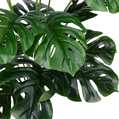 CLONG Artificial Palm Leaves Plants Faux Fake Monstera Turtle Leaf Tropical Large Palm Tree Leaves Plant Outdoor UV Resistant Plastic Plants (Green) - Image 4
