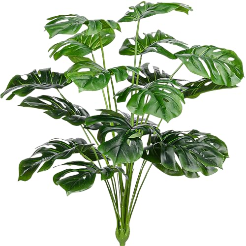 CLONG Artificial Palm Leaves Plants Faux Fake Monstera Turtle Leaf Tropical Large Palm Tree Leaves Plant Outdoor UV Resistant Plastic Plants (Green) - Image 1