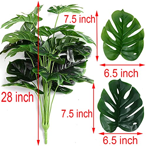 CLONG Artificial Palm Leaves Plants Faux Fake Monstera Turtle Leaf Tropical Large Palm Tree Leaves Plant Outdoor UV Resistant Plastic Plants (Green) - Image 5