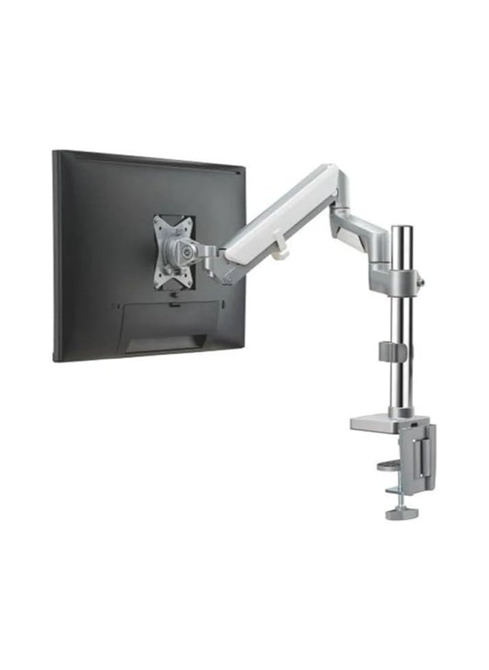 Gadgeton Premium Pole Mounted Single Monitor Arm, Stand And Mount For Gaming And Office Use 17” - 32” Up To 8 KG - Silver