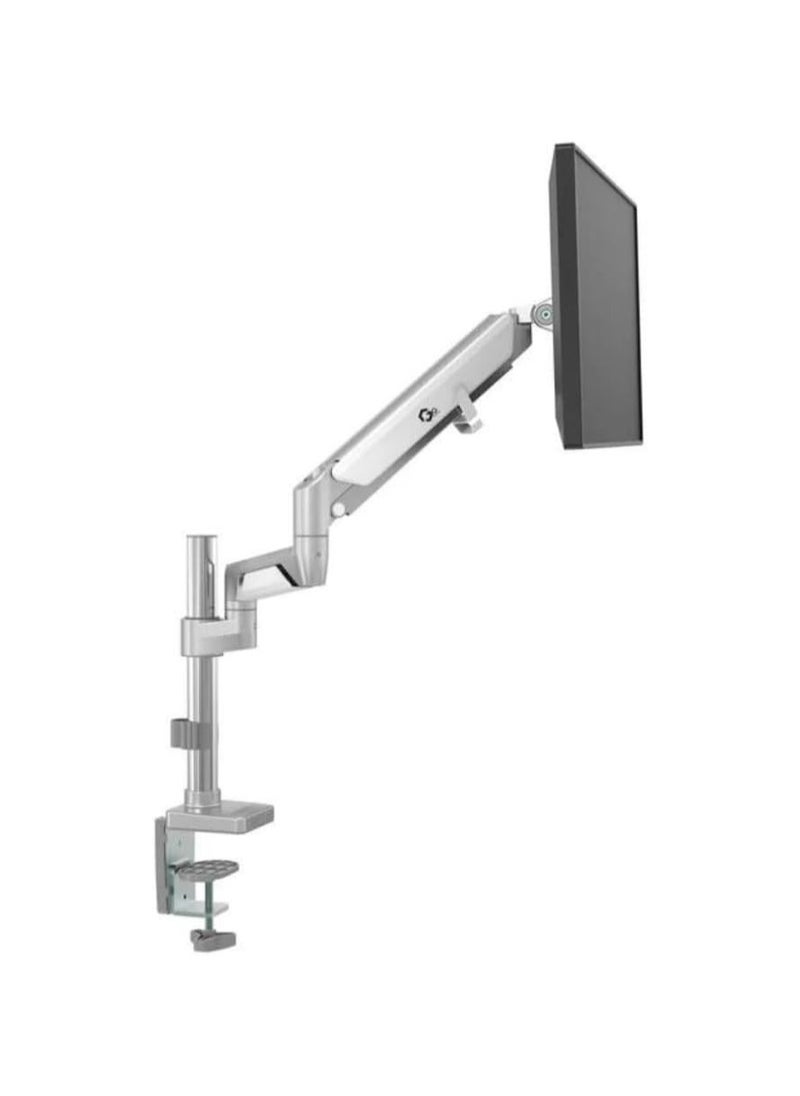 Gadgeton Premium Pole Mounted Single Monitor Arm, Stand And Mount For Gaming And Office Use 17” - 32” Up To 8 KG - Silver