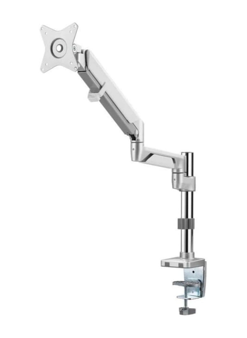 Gadgeton Premium Pole Mounted Single Monitor Arm, Stand And Mount For Gaming And Office Use 17” - 32” Up To 8 KG - Silver