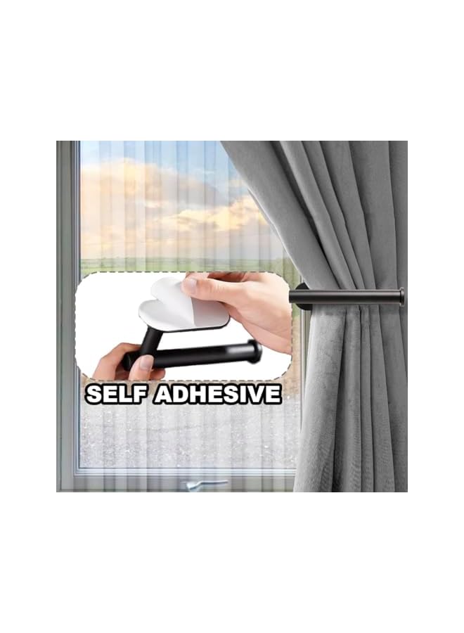 The Bros Metal Curtain Holdbacks, Self-Adhesive Curtain Pull Backs, Curtain Hooks, No Drill Curtain Drapery Tiebacks Holders for Windows, Doors, Multi-Purpose Hooks for Home(2 PCS, Black) - Image 5
