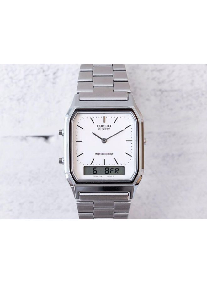 كاسيو ساعة يد كلاسيكية رقمية وبعقارب مقاومة للماء طراز AQ-230A-7D - قياس 39 مم - لون فضي رجال - Image 5