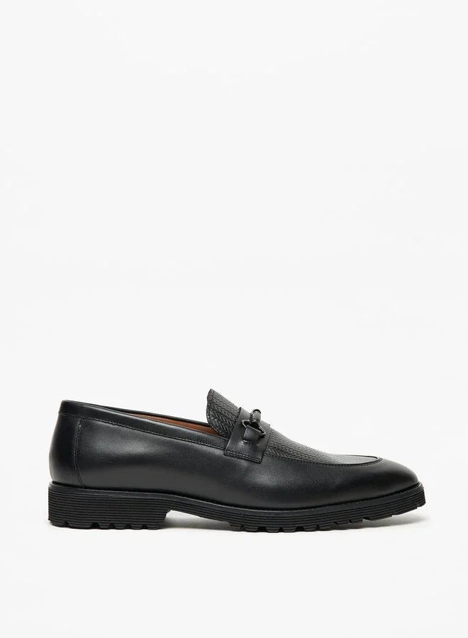 دوتشيني Men's Textured Slip-On Loafers with Accent