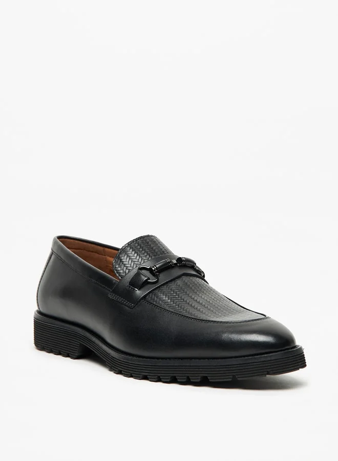 دوتشيني Men's Textured Slip-On Loafers with Accent