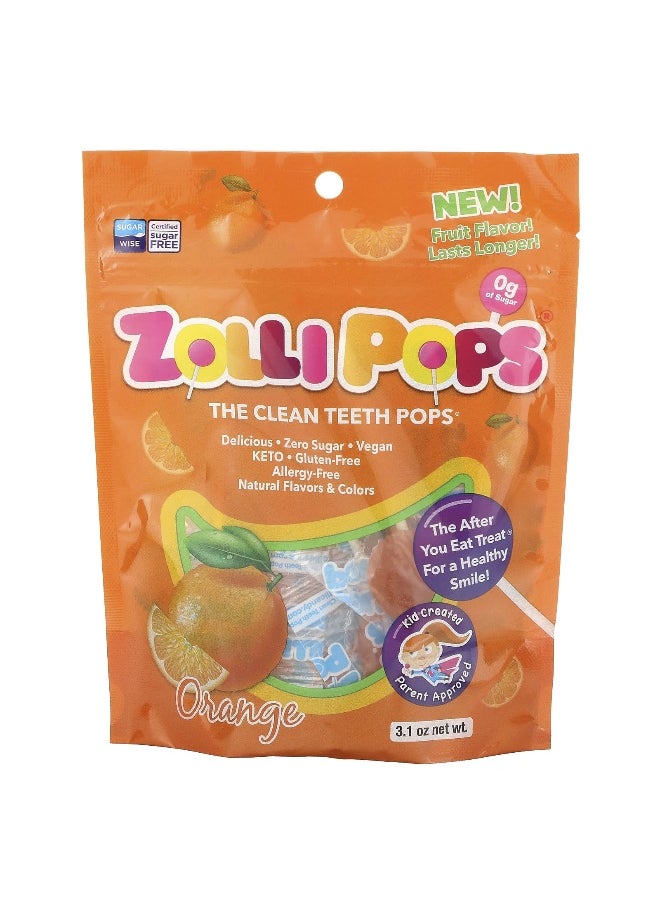 ZOLLIPOPS Zollipops, The Clean Teeth Pops, Orange, 3.1 oz  - Image 1