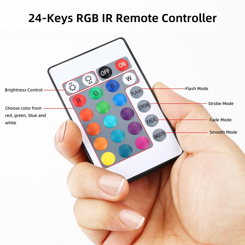 RGBZONE 5V USB RGB LED Controller, IR Wireless Remote Control, 1M(3.3FT) 4-PIN LED Controller, 5V 5050 2835 5630 LED Strip Lights - Image 4